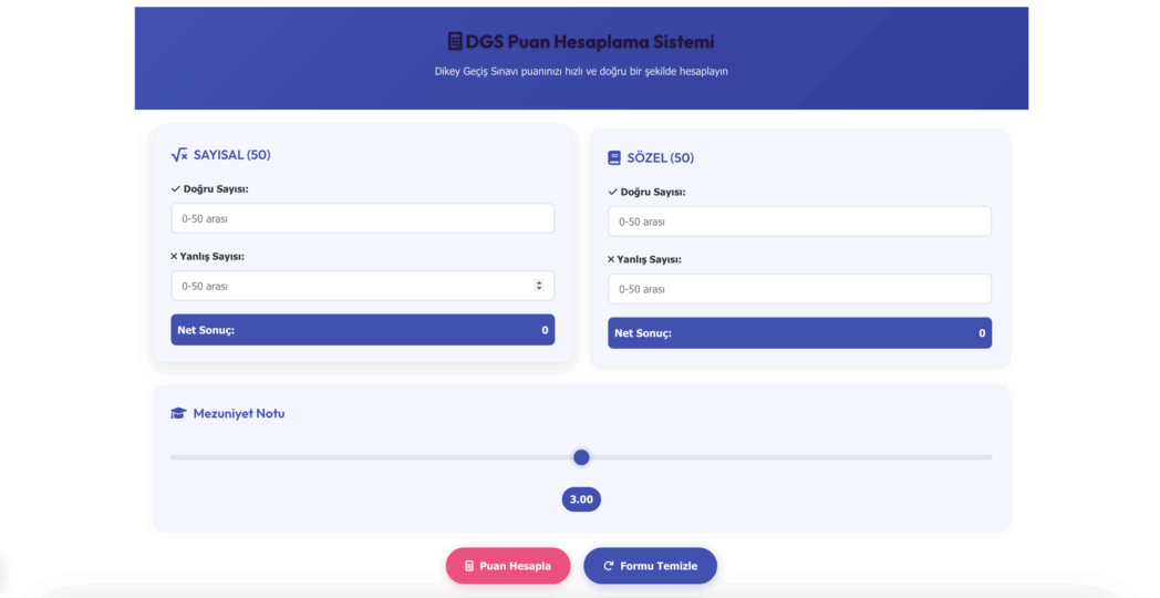 dgs puan hesaplama